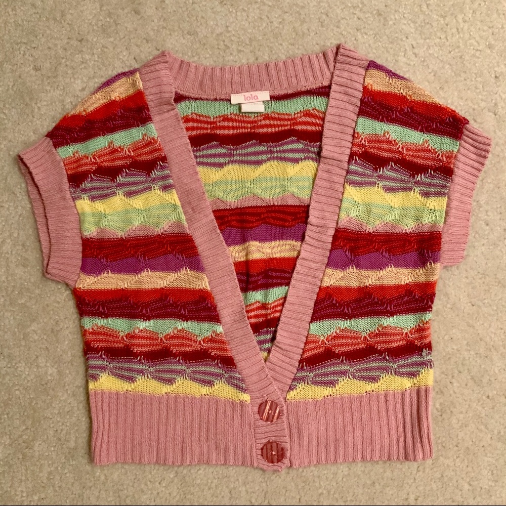 Lola Colorful Cropped Cardigan with Pink accents